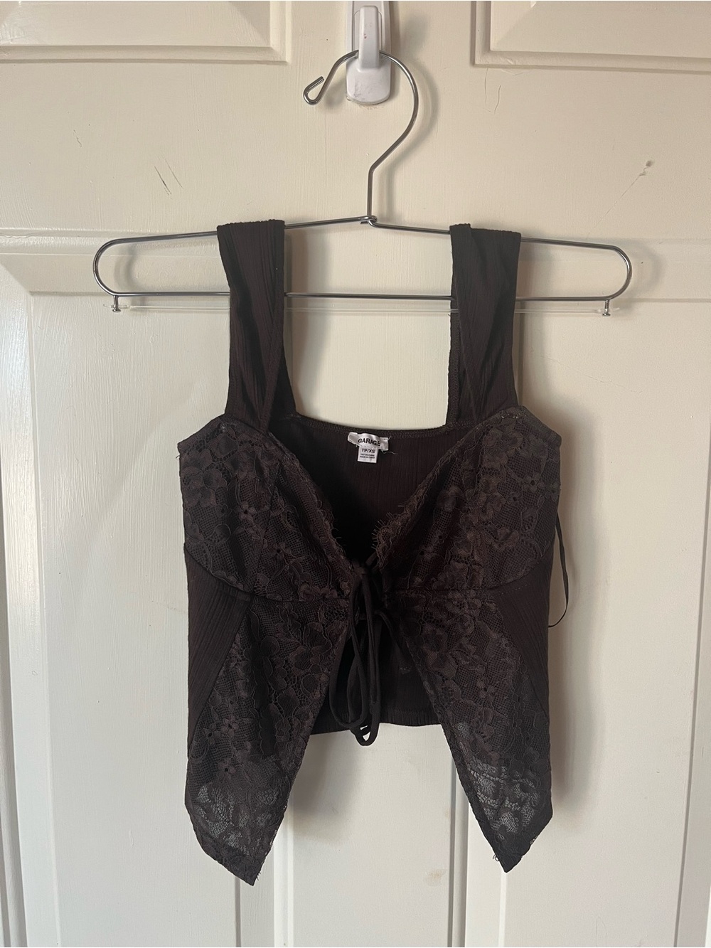 Garage Black Lace Tie-Front Camisole